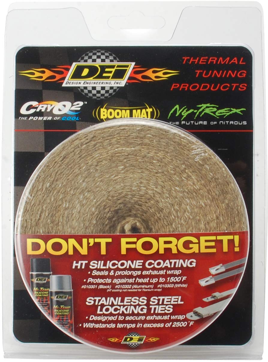 2" x 25' Glass Fiber Exhaust Heat Wrap - Design Engineering Heat Wrap for Exhaust Pipes, Pliable Exhaust Wrap Tape, Withstands 1800°F Direct Heat & 2500°F Intermittent Heat