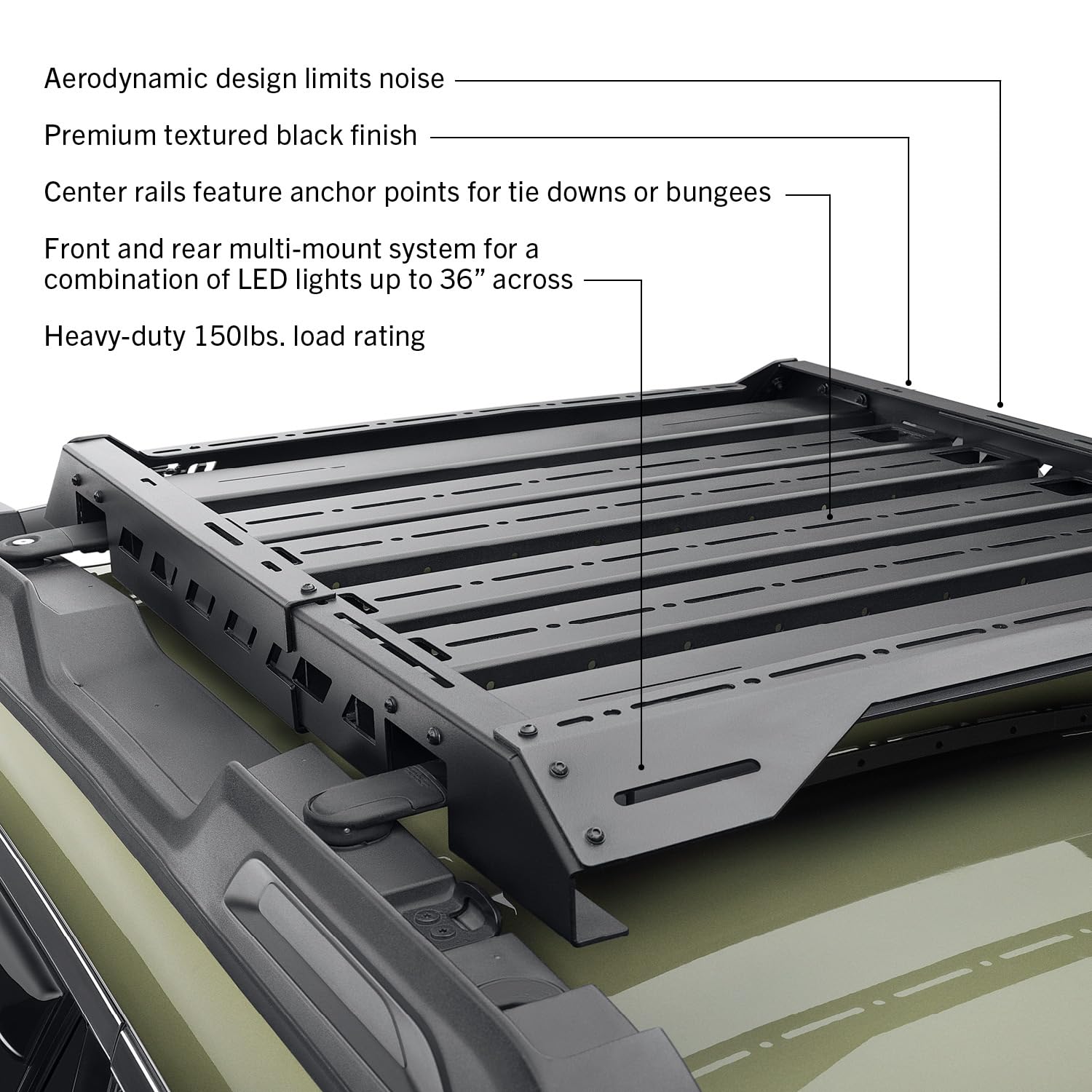 Universal Roof Rack RealTruck | Width: 34-34.25", Adjustable Length, Textured Black | U34253400