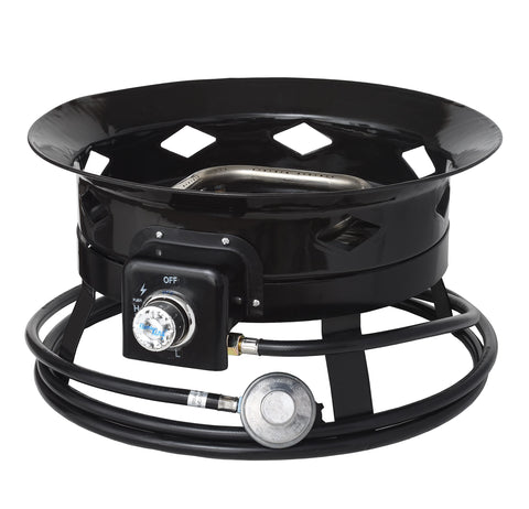 Flame King Portable Outdoor Propane Gas Fire Pit Bowl with Self Igniter, Cover, and Carry Straps for RV, Camping, Backyard