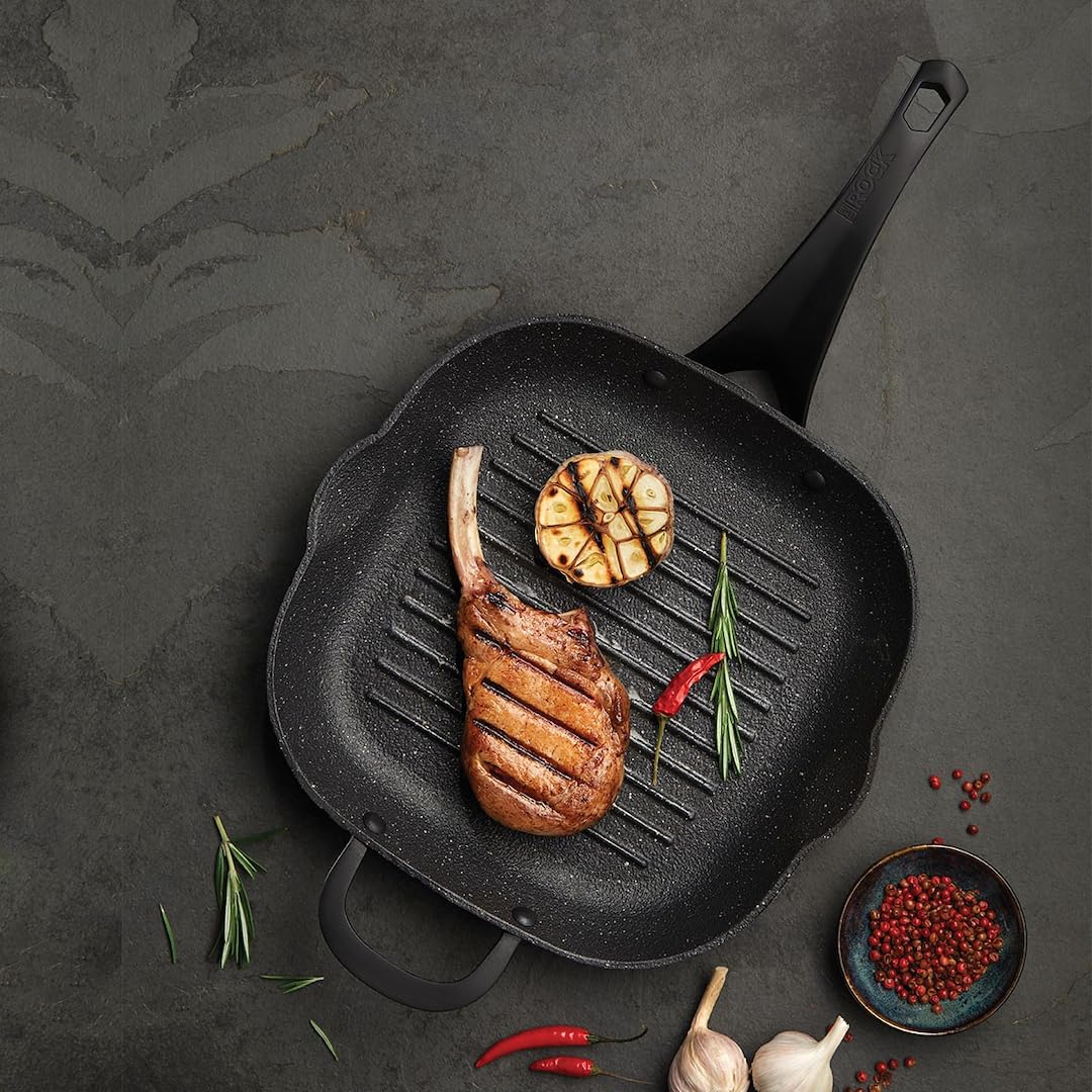 The Rock Starfrit 060903-004-0000 11" Cast Iron Grill Pan, Black