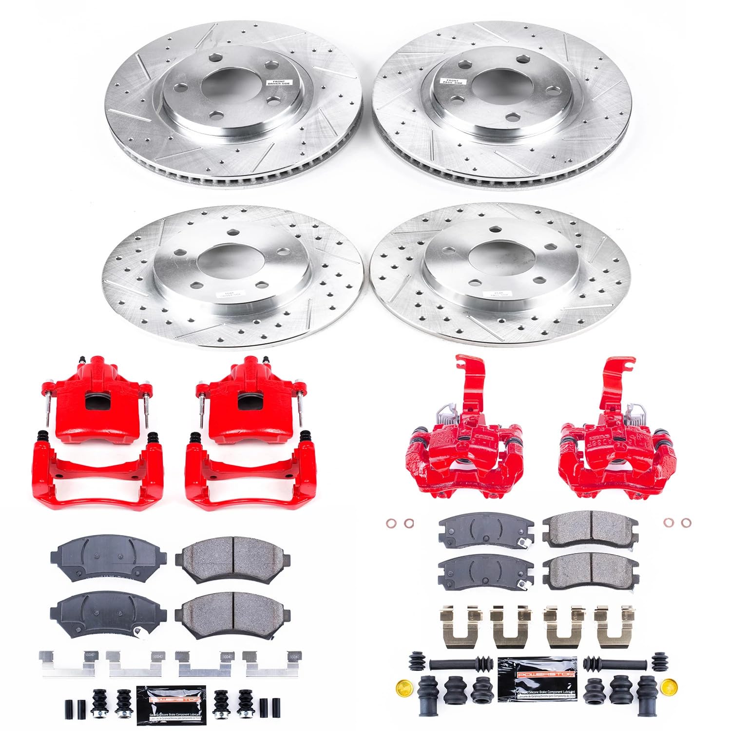 Power Stop Z23 KC1543F Evolution Sport Brake Upgrade Kit with Powder Coated Calipers- Front & Rear For Oldsmobile Aurora 2001-2003 [Model Specific]