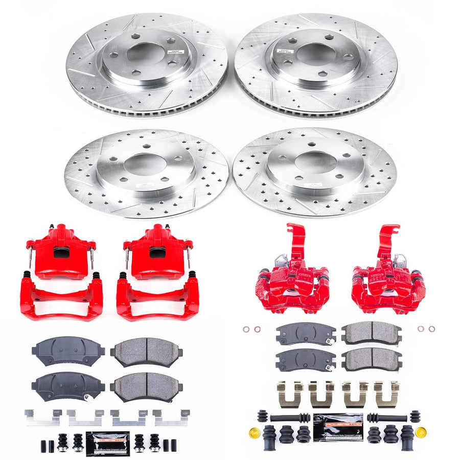 Power Stop Z23 KC1543F Evolution Sport Brake Upgrade Kit with Powder Coated Calipers- Front & Rear For Oldsmobile Aurora 2001-2003 [Model Specific]