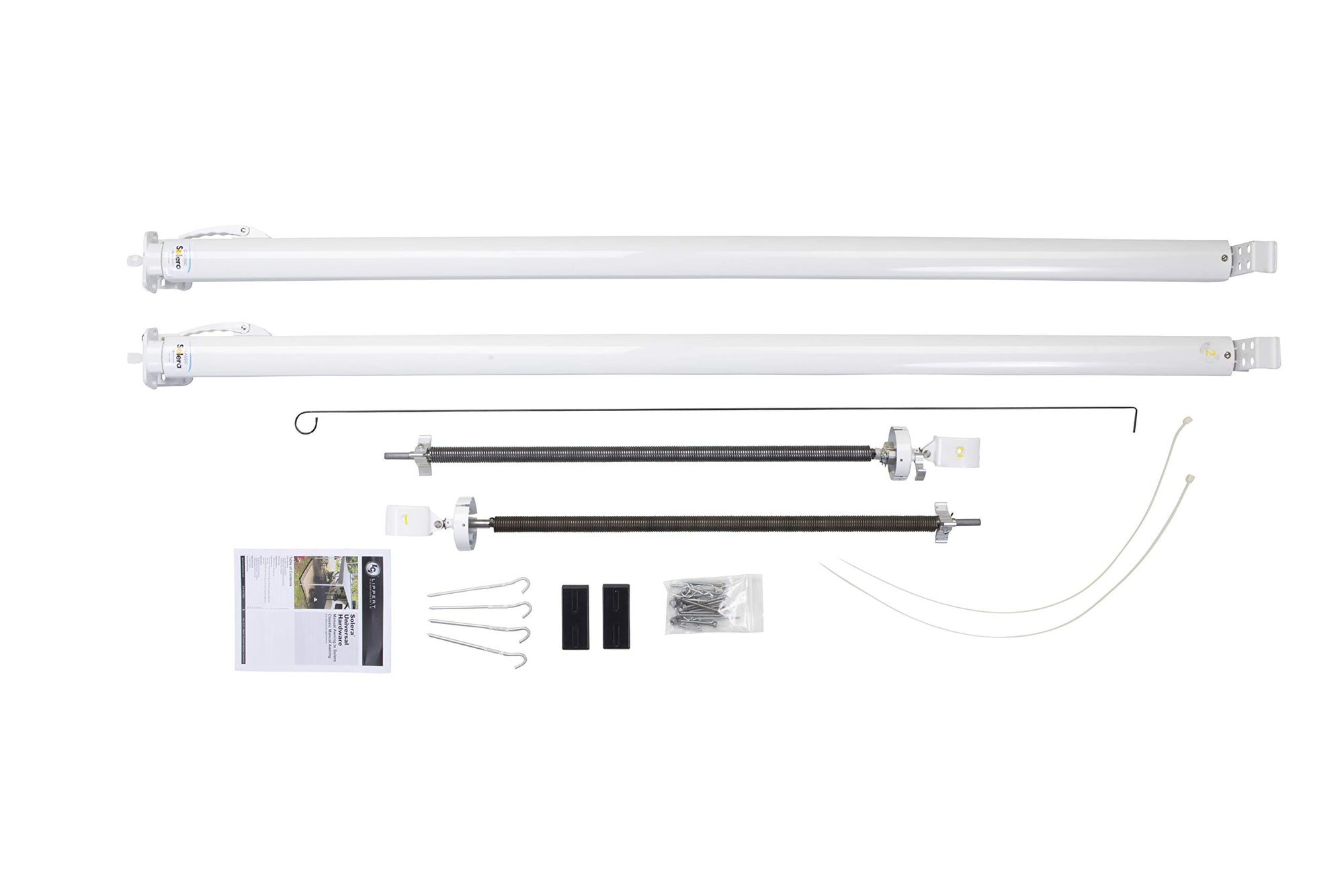 Solera Universal Classic RV Awning Arms & Hardware Kit - 81"-96" Tall, White