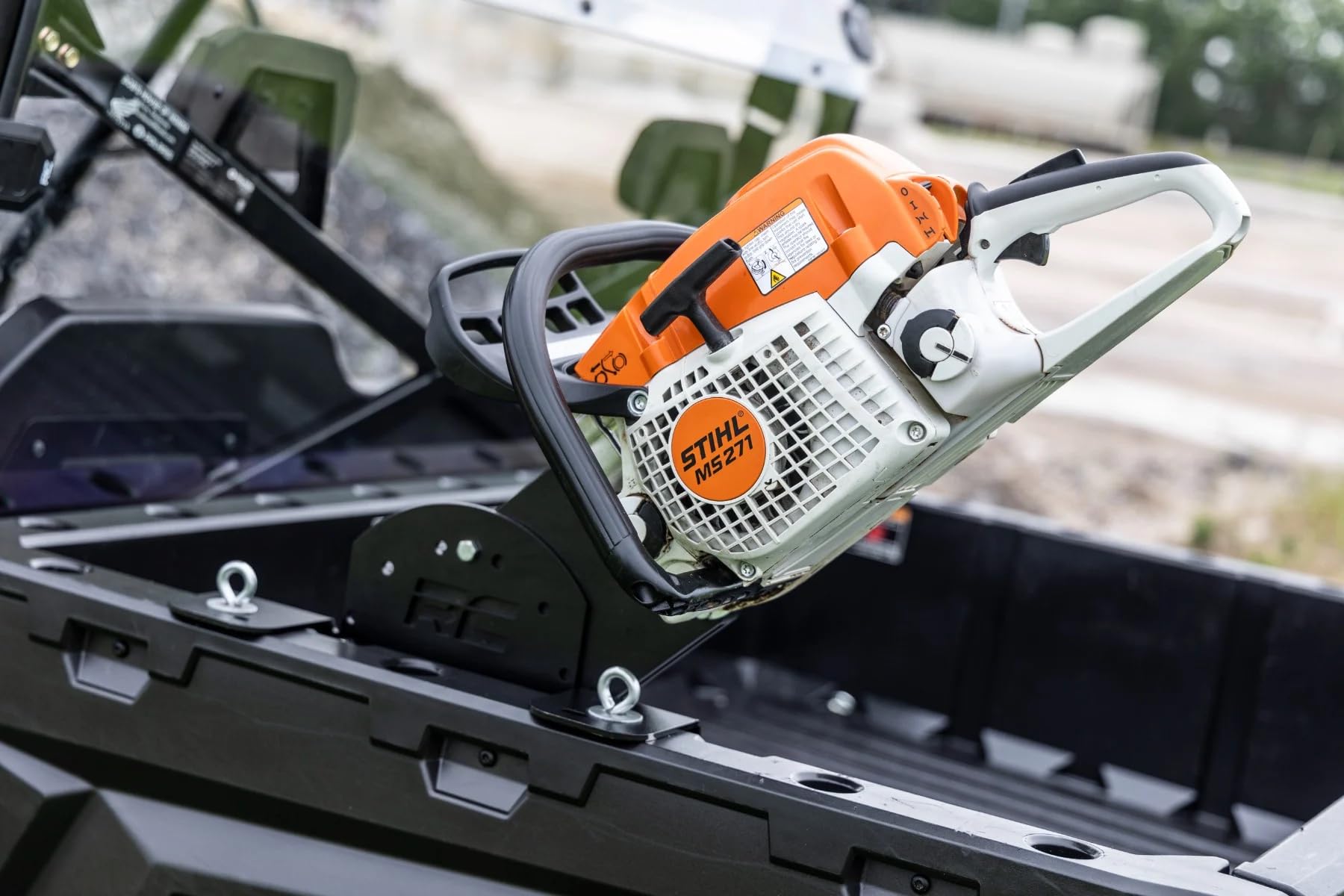 Chainsaw Carrier Rough Country Bed Side Mount for Polaris Ranger/Can-Am Defender - Secure Chainsaw Storage, Bolt-on Install, Fits Up to 18" Chainsaws