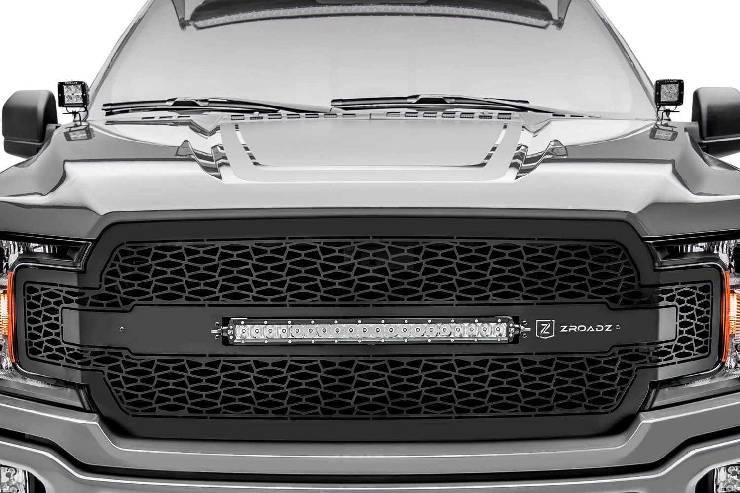 ZROADZ Grille T-Rex 2018-2020 F-150, Black, 1 Pc, Replacement with 20" LED, Does Not Fit Vehicles with Camera - PN #Z315711