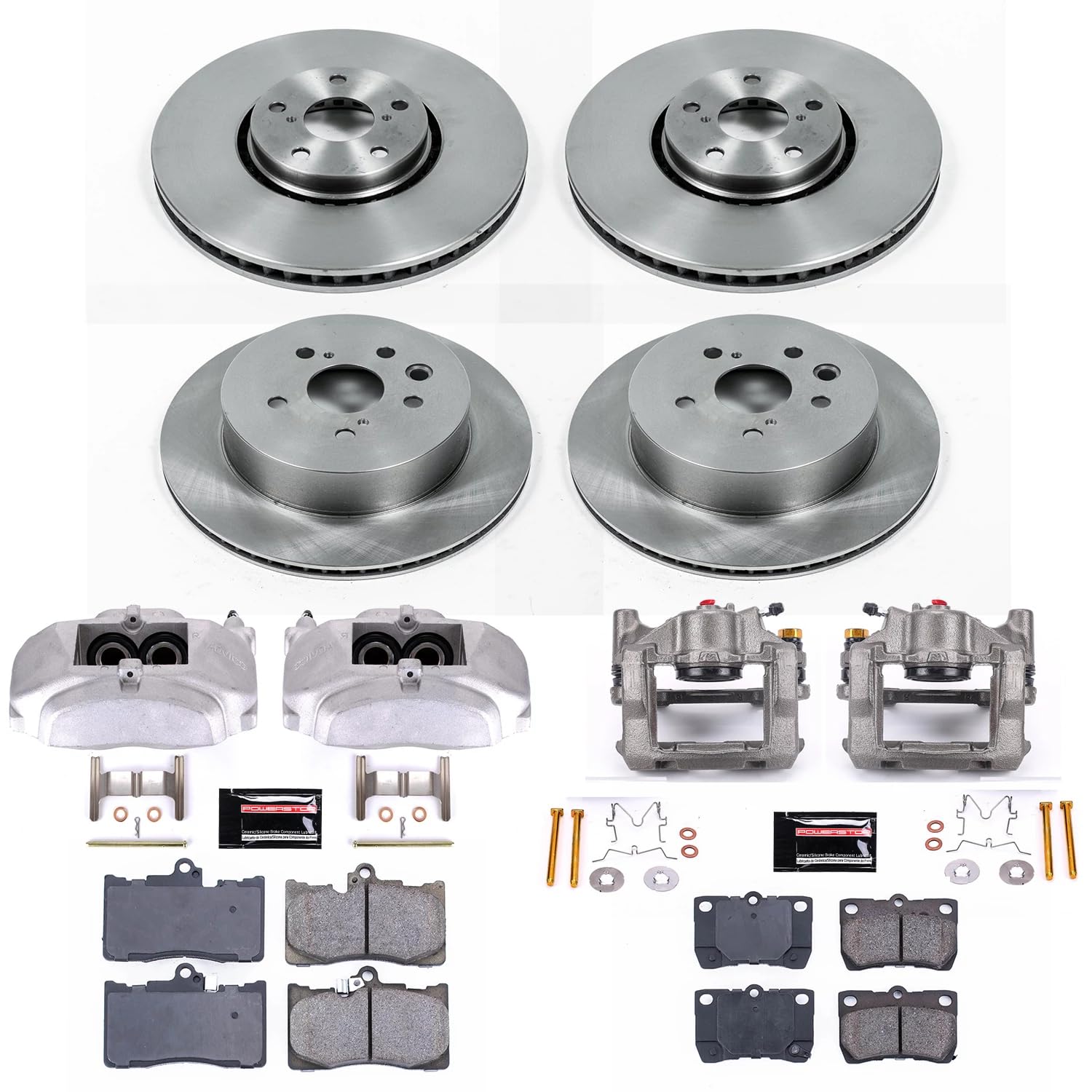 Power Stop Autospecialty KCOE4070 Replacement Front and Rear Caliper Kit-Rotors, Ceramic Brake Pads, Calipers For Lexus GS350, Lexus GS430, Lexus GS450h, Lexus GS460, Lexus IS350 [Model Specific]