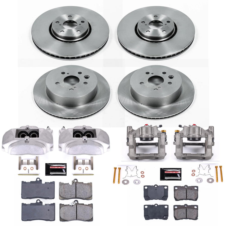 Power Stop Autospecialty KCOE4070 Replacement Front and Rear Caliper Kit-Rotors, Ceramic Brake Pads, Calipers For Lexus GS350, Lexus GS430, Lexus GS450h, Lexus GS460, Lexus IS350 [Model Specific]