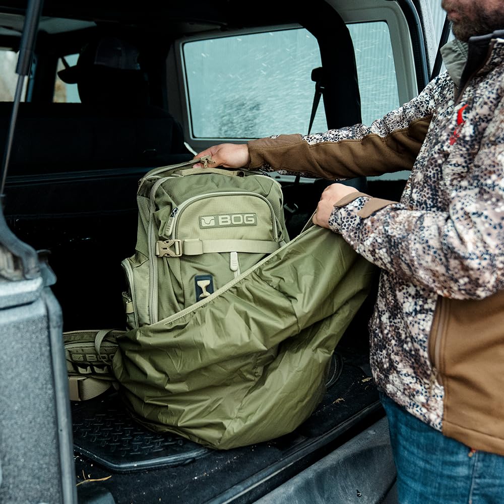 Day Pack BOG Bag with Detachable Carry Boot and Rain Cover, Lightweight Ripstop, Heavy-Duty, Large Capacity, for Hunting, Outdoors, EDC
