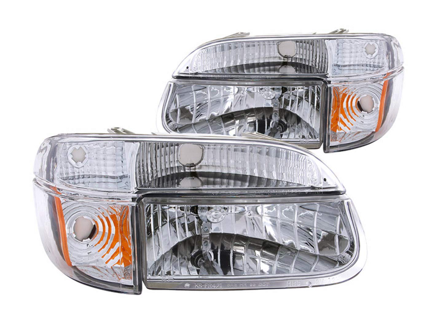 Ford Explorer Anzo USA 111040 Crystal with Amber Corner Chrome Headlight Assembly - (Sold in Pairs)