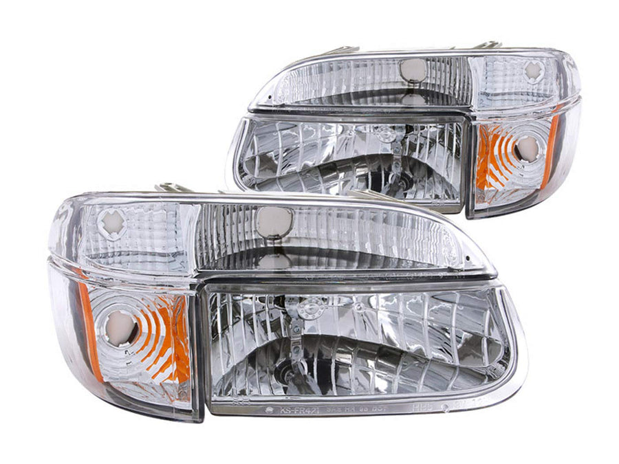 Ford Explorer Anzo USA 111040 Crystal with Amber Corner Chrome Headlight Assembly - (Sold in Pairs)