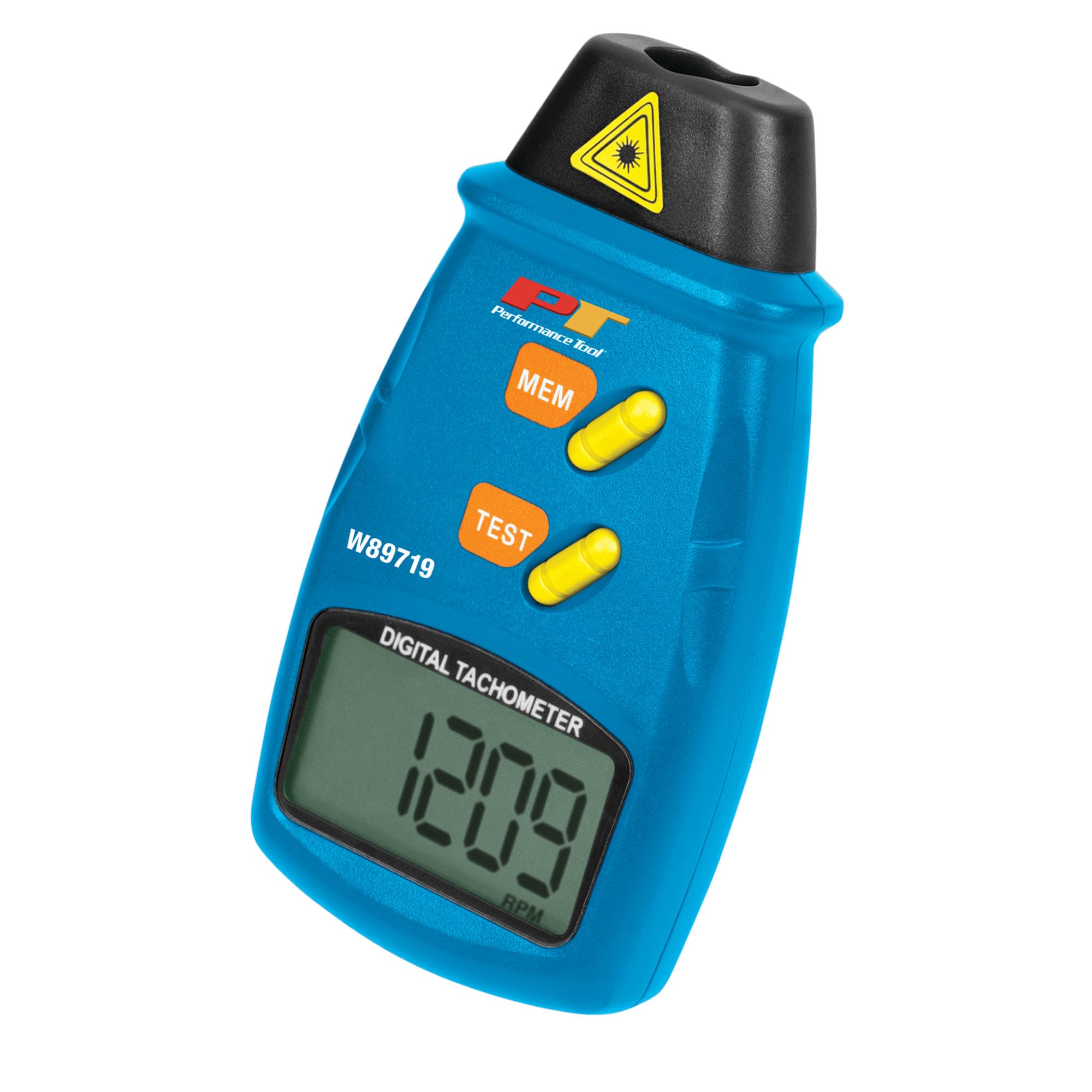 Digital Laser Performance Tool W89719 Professional LCD Tachometer Non-Contact RPM Reader with Auto Zero Adjustment For Min/Max Readings, 1 Pack