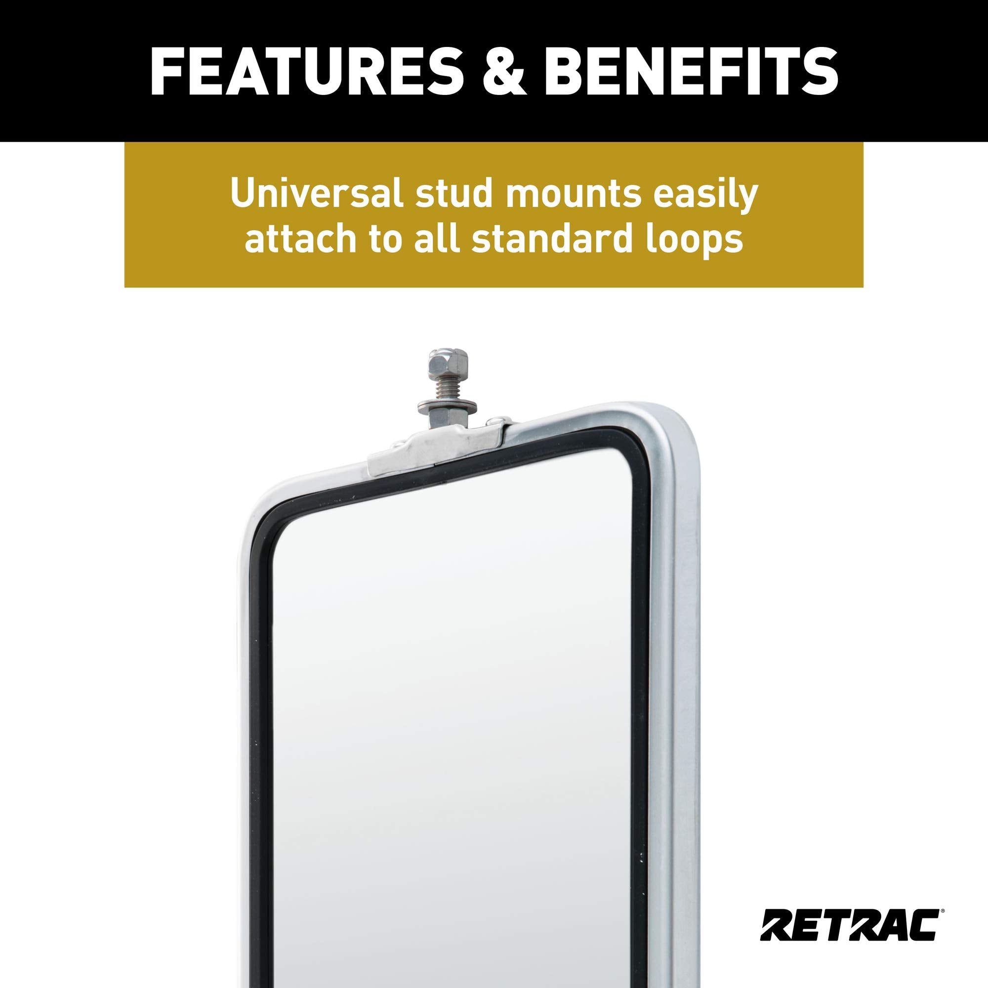 7 x 16-Inch RETRAC Stainless Steel Rounded Angle-Back Heated, Lighted West Coast Mirror Head, Universal Driver or Passenger Side, Chrome