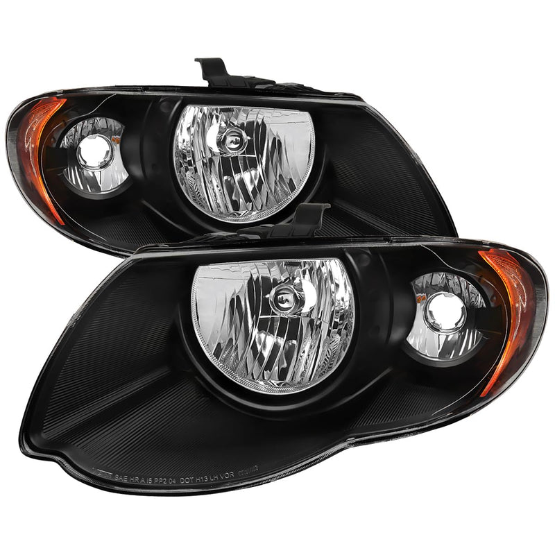 Black Headlights SPEC-D TUNING Compatible with 2005-2007 Chrysler Town & Country, Left + Right Pair Headlamp Assembly