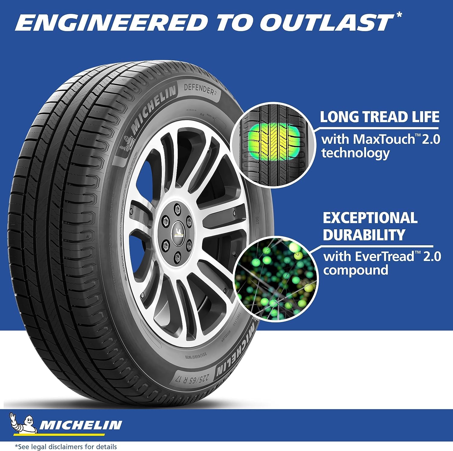 MICHELIN All-Season Defender2 Tire, CUV, SUV, Cars and Minivans - 235/60R18/XL 107H