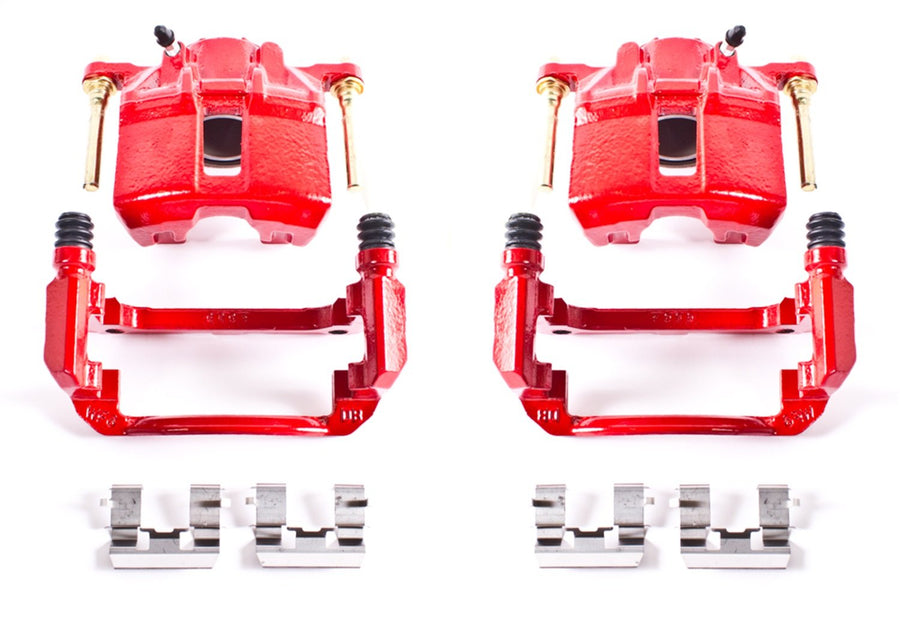 Power Stop S2668 Front Pair of High-Temp Red Powder Coated Calipers for Honda Accord 2003-2007 [Model Specific]
