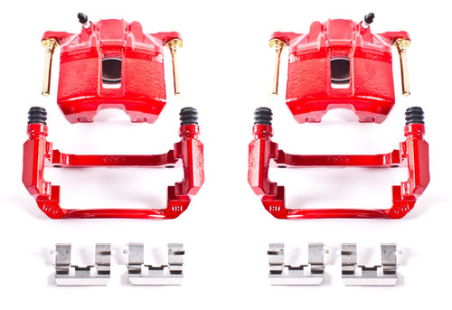 Power Stop S2668 Front Pair of High-Temp Red Powder Coated Calipers for Honda Accord 2003-2007 [Model Specific]