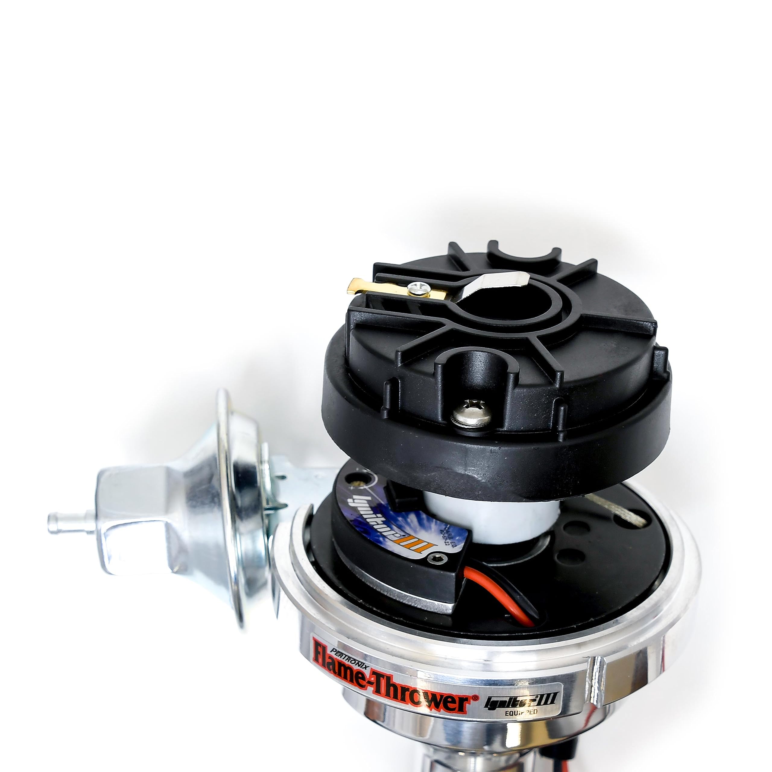 Pertronix D7100700 Flame-Thrower Black Cap Vacuum Advance Billet Electronic Distributor with Ignitor III Technology for Chevrolet Small Block/Big Block