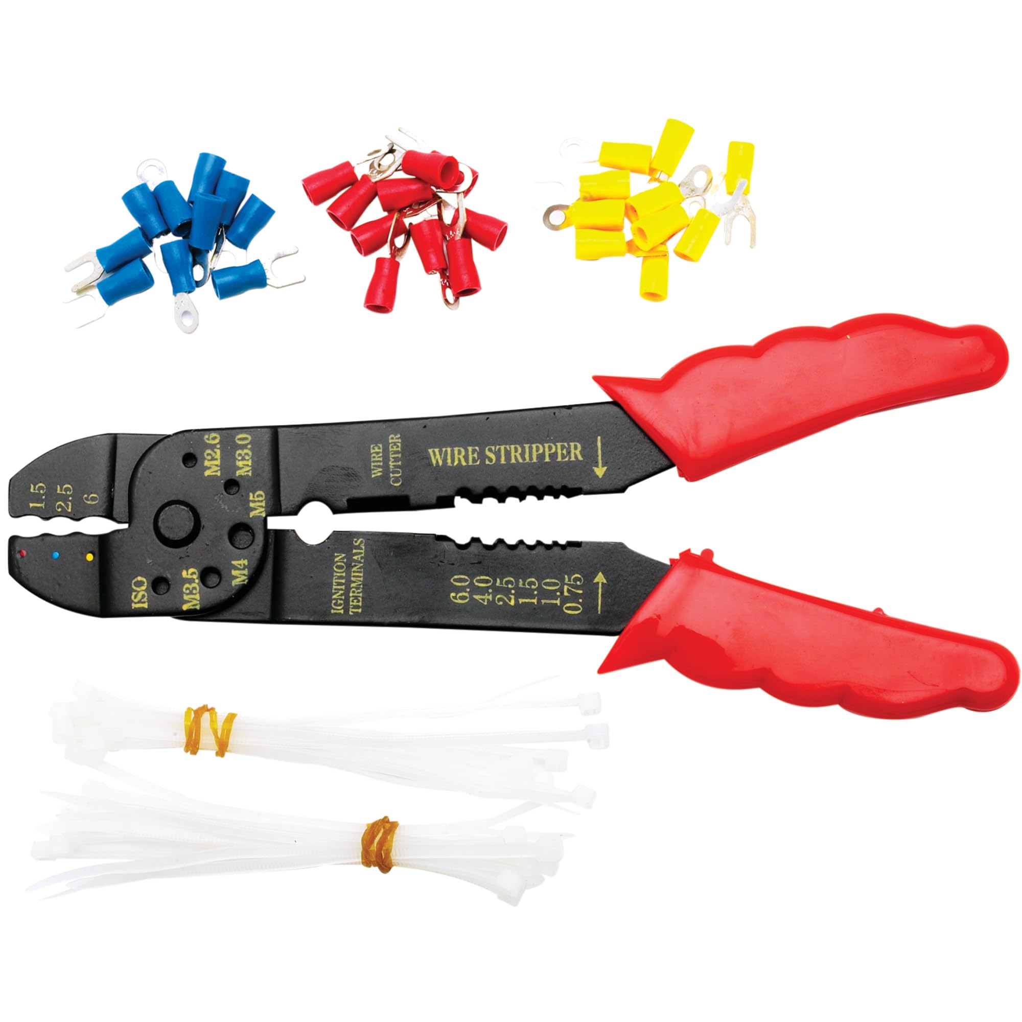 All-in-One Performance Tool 1483 Electrical Crimping Tool Kit - Includes Crimper, Terminals, and Cable Ties for Use in Home or Shop Projects