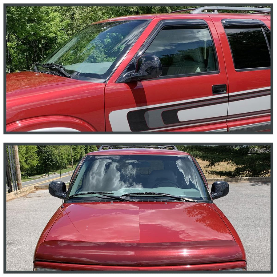 Manual Side Mirrors Spec-D Tuning Glossy Black Compatible with 1994-2001 Chevy S10, Left+Right Pair
