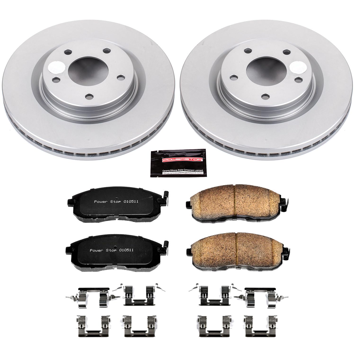 Power Stop CRK6094 Brake Rotor & Coated Ceramic Brake Pads- front For Nissan Sentra 2017-2018 [Model Specific]