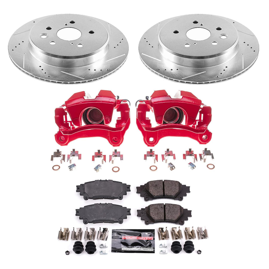 Power Stop Z23 Daily Driver Rear Caliper Kit-Drilled/Slotted Brake Rotors & Carbon-Fiber Ceramic Brake Pads KC6514