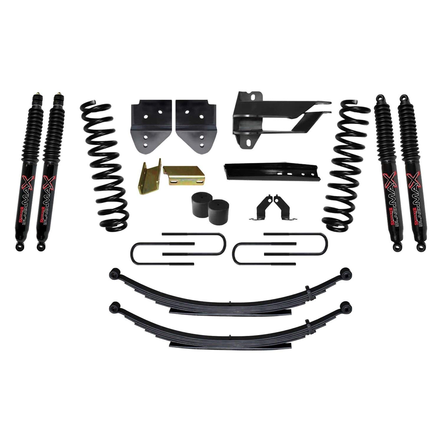 Suspension Lift Kit F17401KS-B Skyjacker w/Shock 4 in. Lift Incl. Front Coil Springs Rear Leaf Springs Black MAX 8500 Shocks