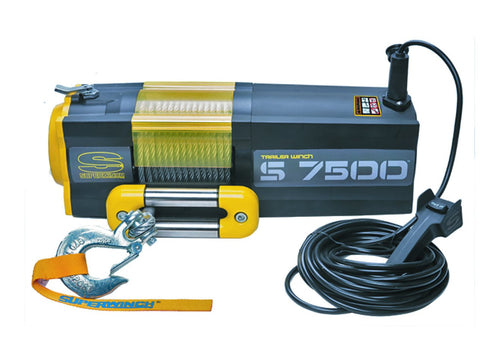 S7500 Superwinch 1475300 24V 7500 lb Winch with Steel Rope (Stainless Steel Roller Hawse, 30' Remote)