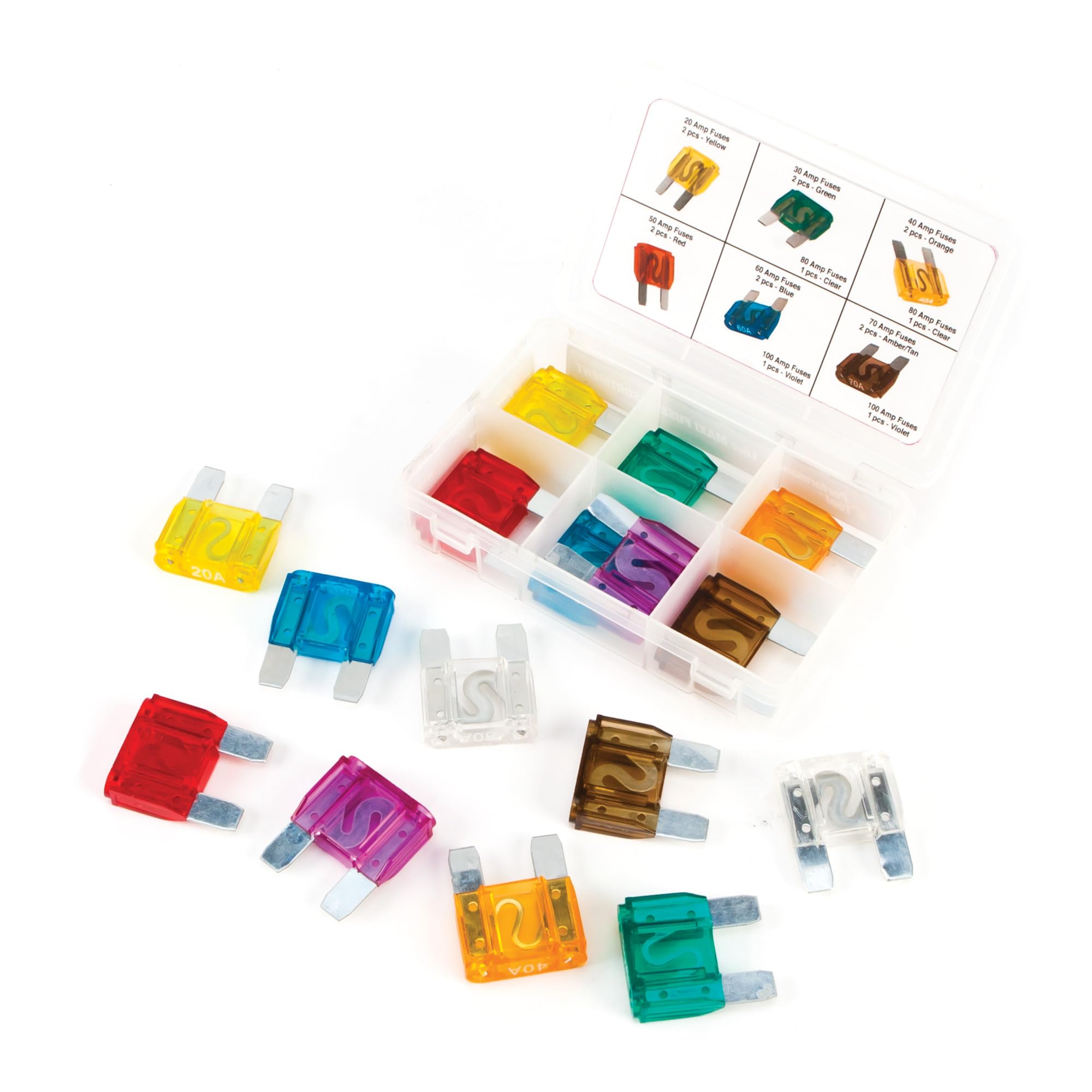 W5374 Performance Tool 16-Piece Maxi Fuse Assortment With Wide Range of Amp Ratings (20A, 30A, 40A, 50A, 60A, 70A, 80A and 100A)