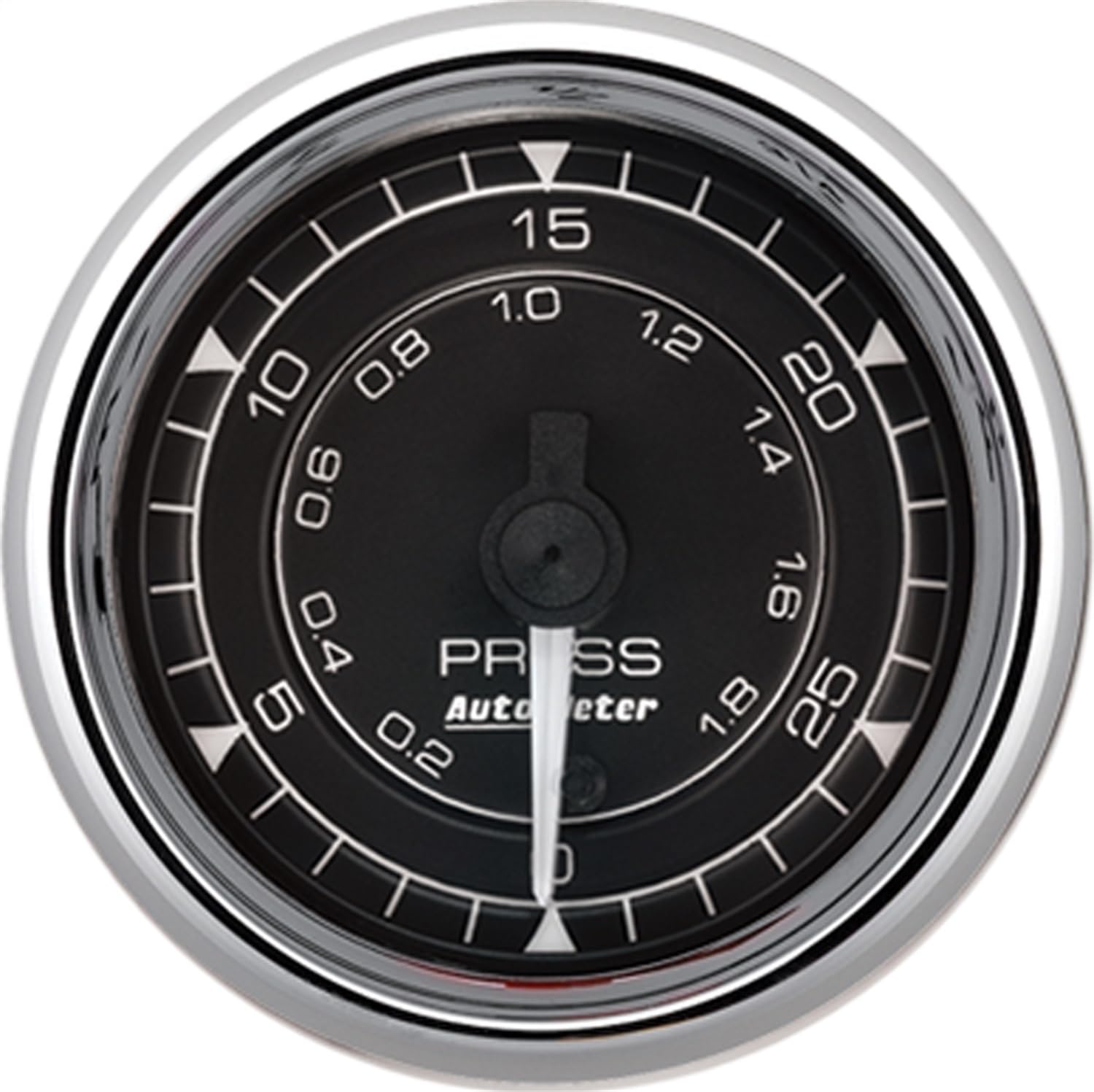 Pressure Gauge Auto Meter 9764, 30PSI, Digital Stepper, Chrono Chrome