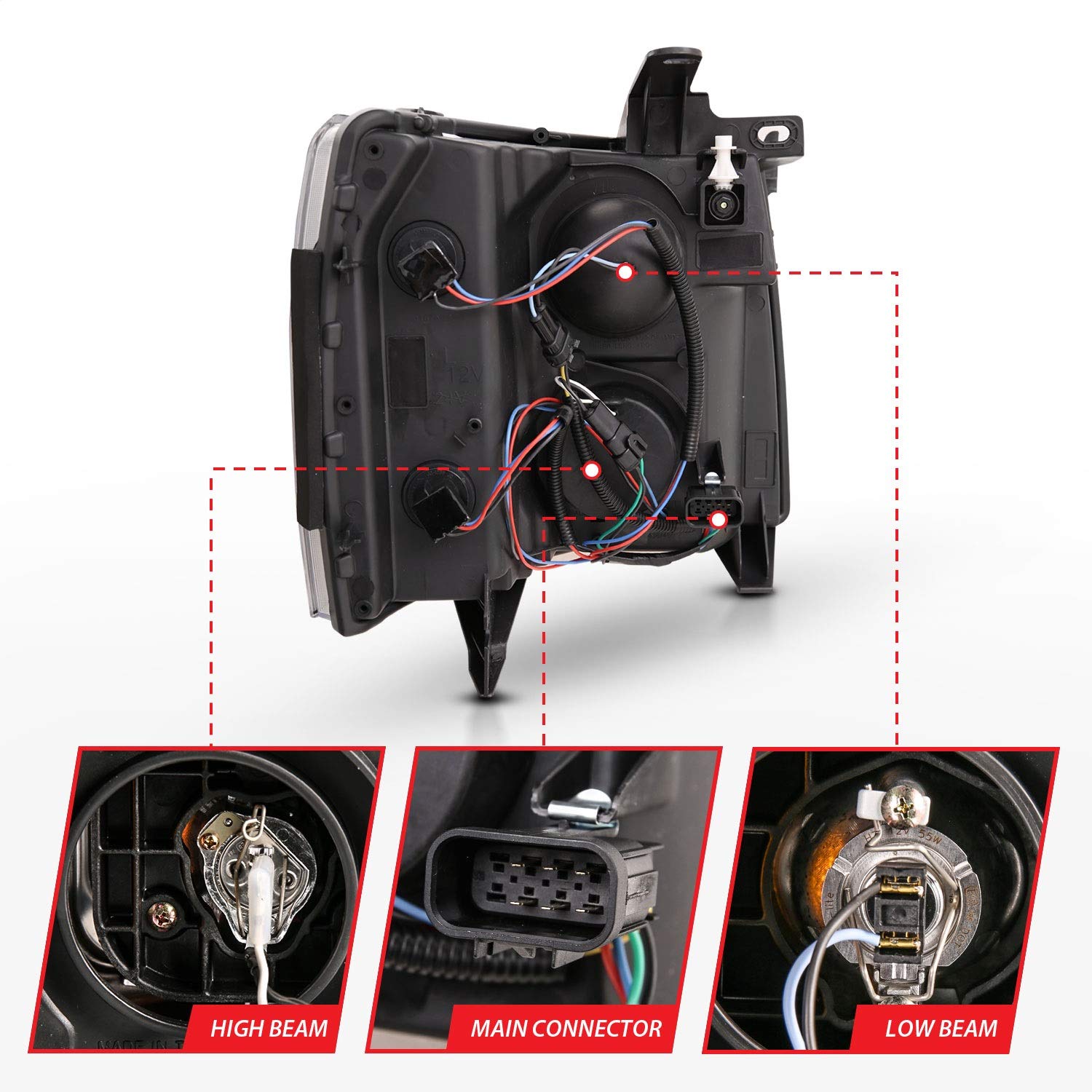 111480 ANZO USA Projector Headlamps Fits Chevrolet Silverado 1500