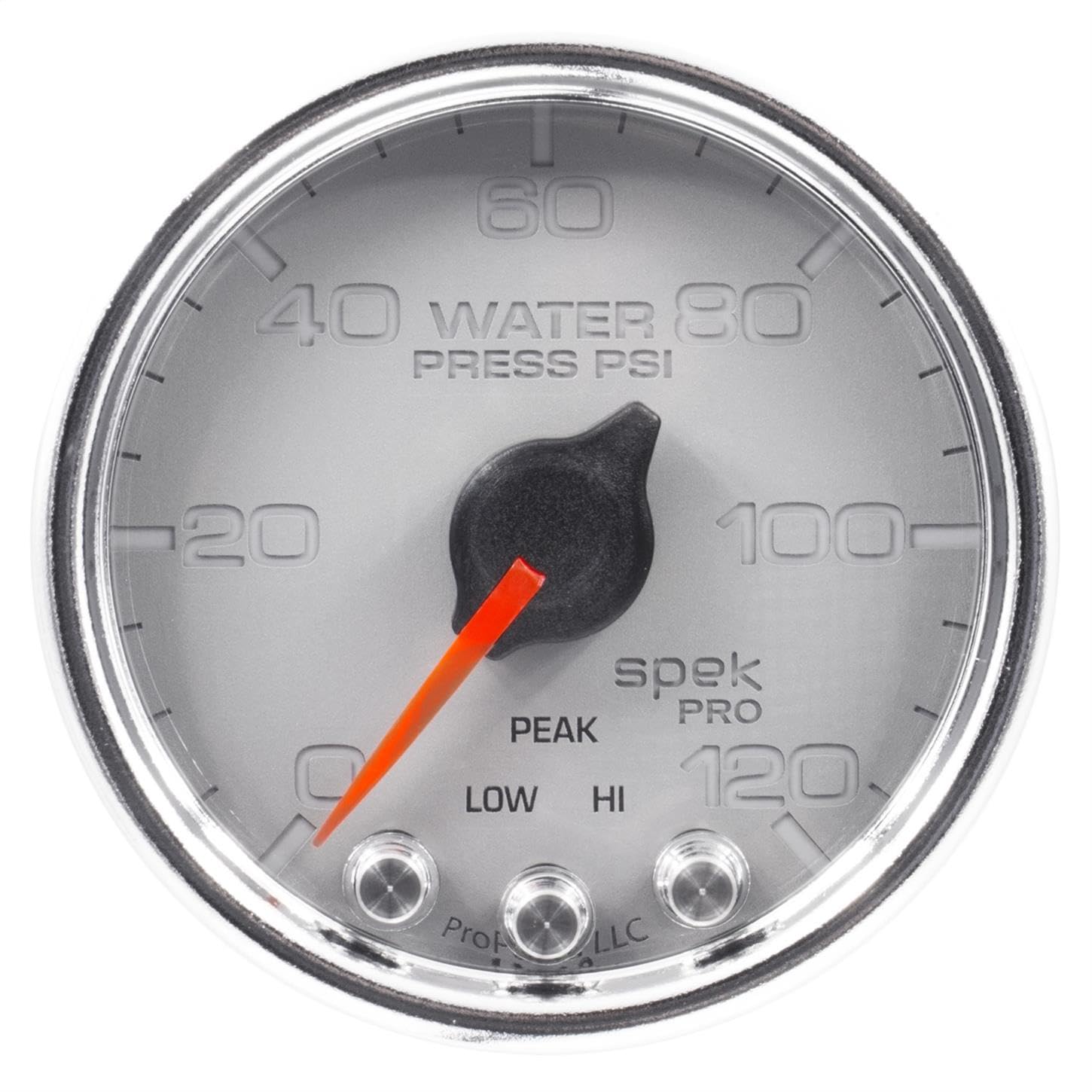 AutoMeter Gauge P34521 Water Press (Spek-Pro 2 1/16", 120Psi, Stepper Motorwith Peak & Warn, Slvr/Chrm, Spek-Pro)