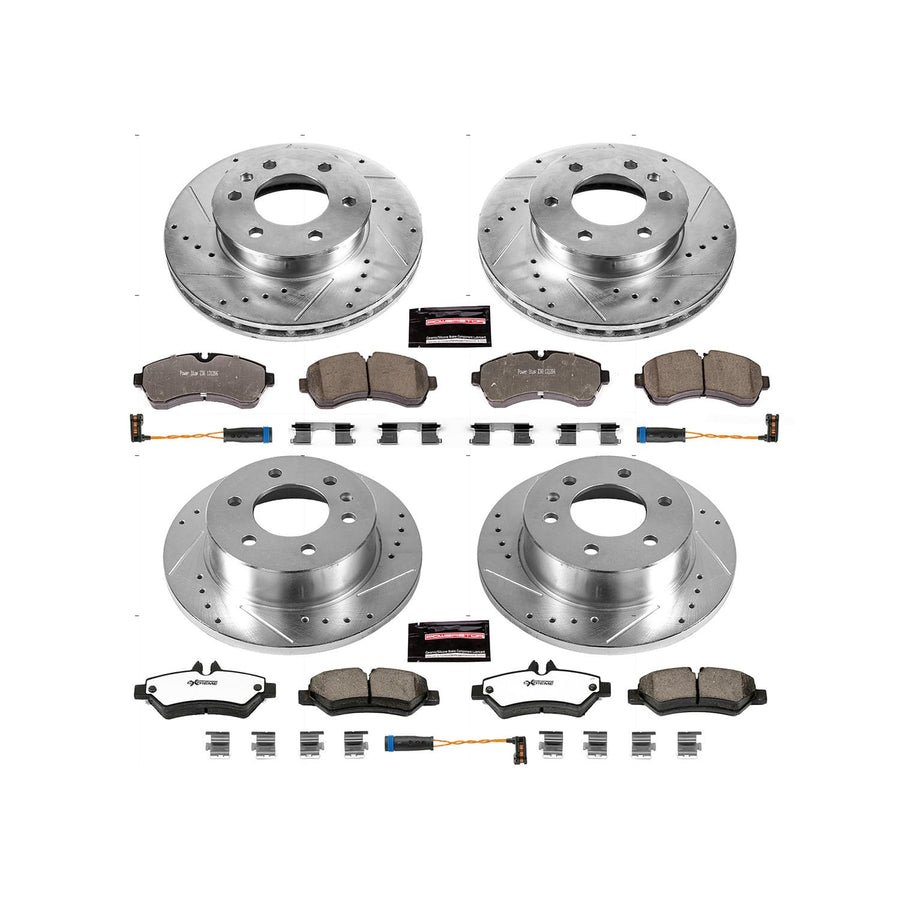 Power Stop Brake Kit Front and Rear For 2007 2008 2009 Dodge Sprinter 3500 - Truck & Tow Carbon Fiber Ceramic Pads & Drilled and Slotted Rotors Replacement, K6233-36