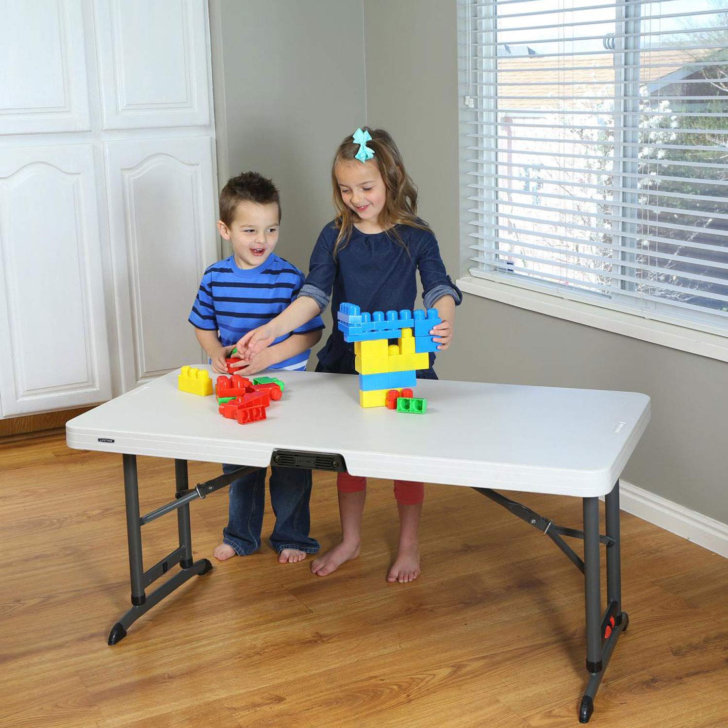 4 Ft. Lifetime Commercial Adjustable Height Folding Table (Almond)