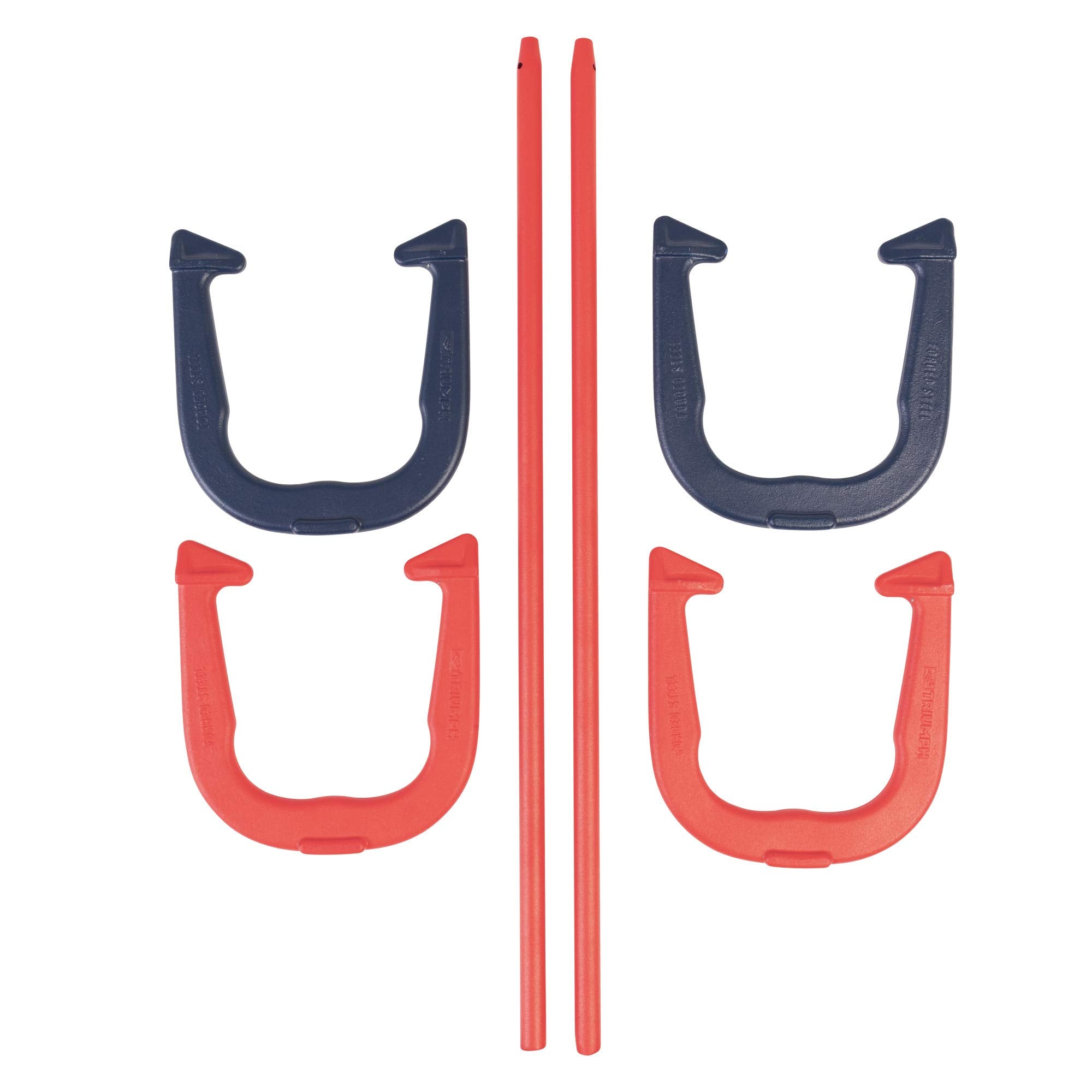 Forged Horseshoe Set TRIUMPH SPORTS USA Complete with 4 Horseshoes, 2 Stakes and Hard Plastic Case with Locking Tabs for Transportation and Storage