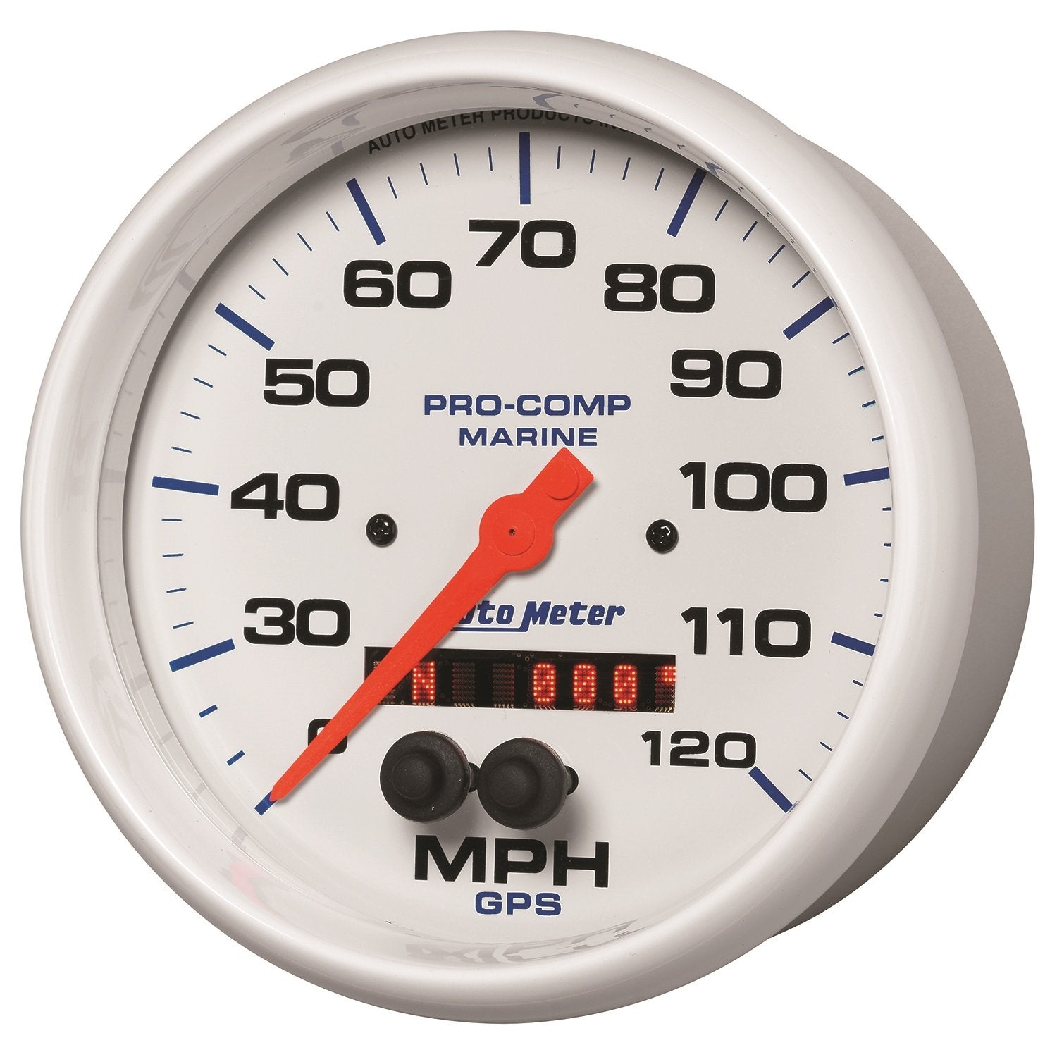 Speedometer AutoMeter Gauge, 5", 120Mph, GPS, Marine White (200646)