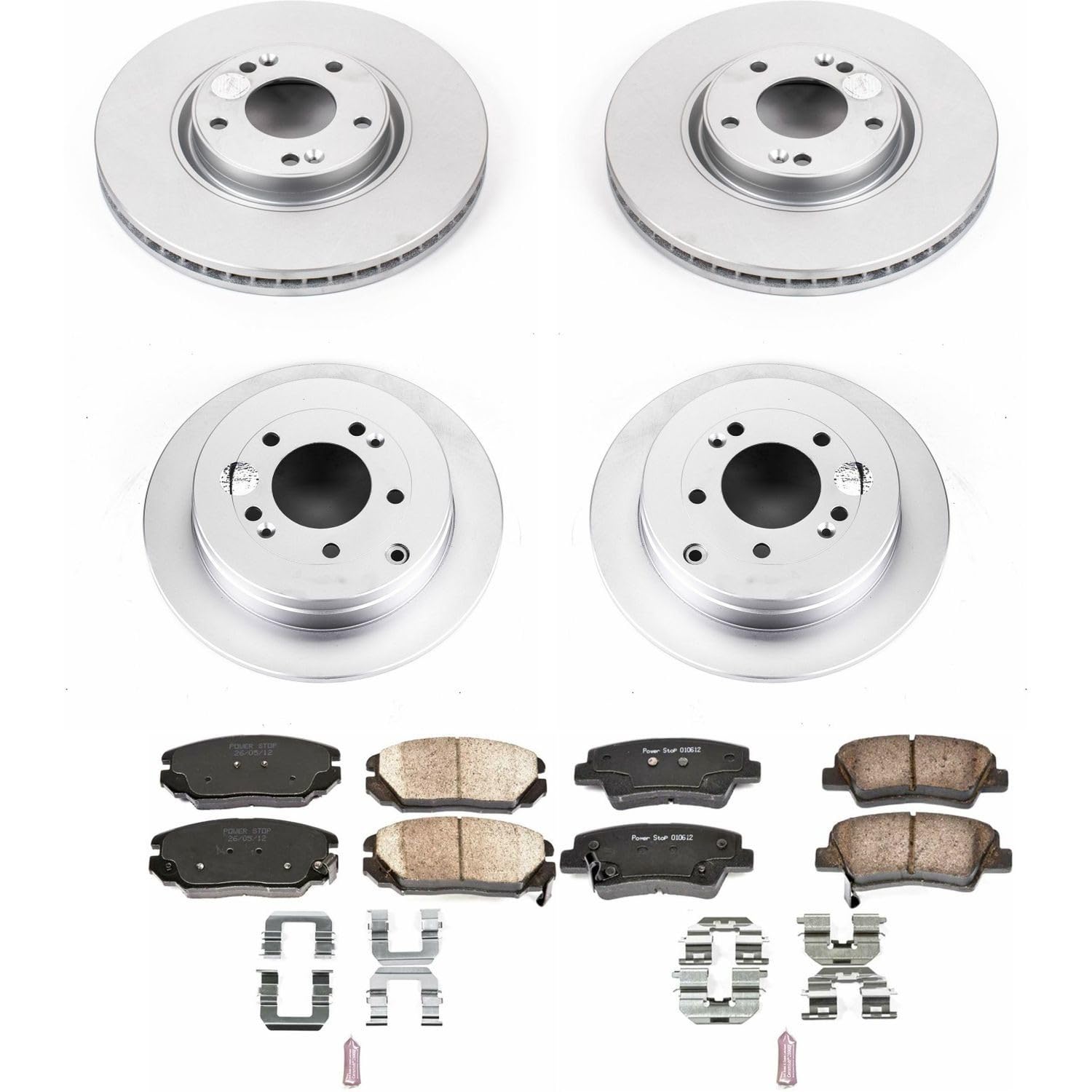 Power Stop CRK4127 Brake Rotor & Coated Ceramic Brake Pads- front & rear For Kia Amanti 2007-2009 [Model Specific]