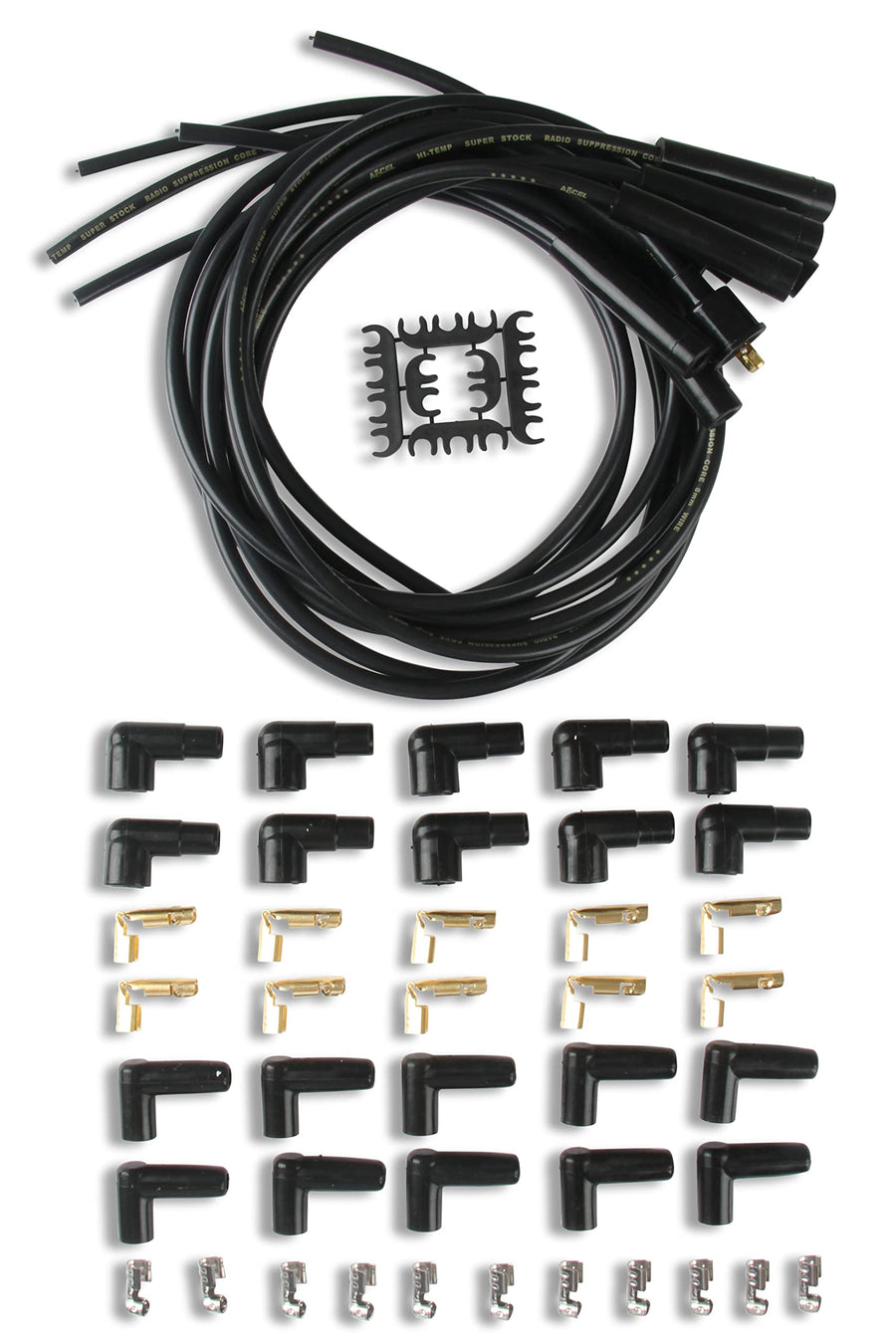 Spark Plug Wire Set- ACCEL 4040K 8mm - Black Wire with Black Straight Boots