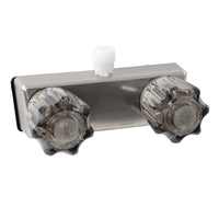 Exterior RV Shower Valve Empire Faucets - 4in Nickel Camper Outdoor Shower Valve with Crystal Knobs and Vacuum Breaker