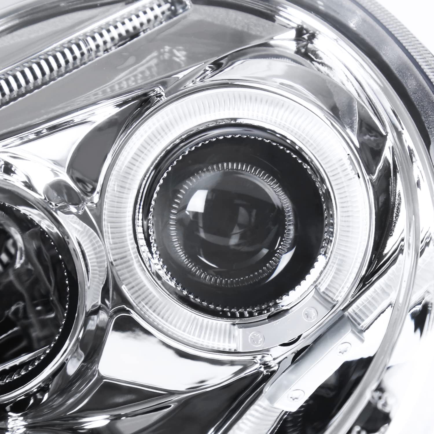 Chrome Housing SPEC-D TUNING Clear Lens Projector Headlights Compatible with 1998-2005 Volkswagen Beetle With Factory Halogen Headlight, Left + Right Pair Headlamps Assembly