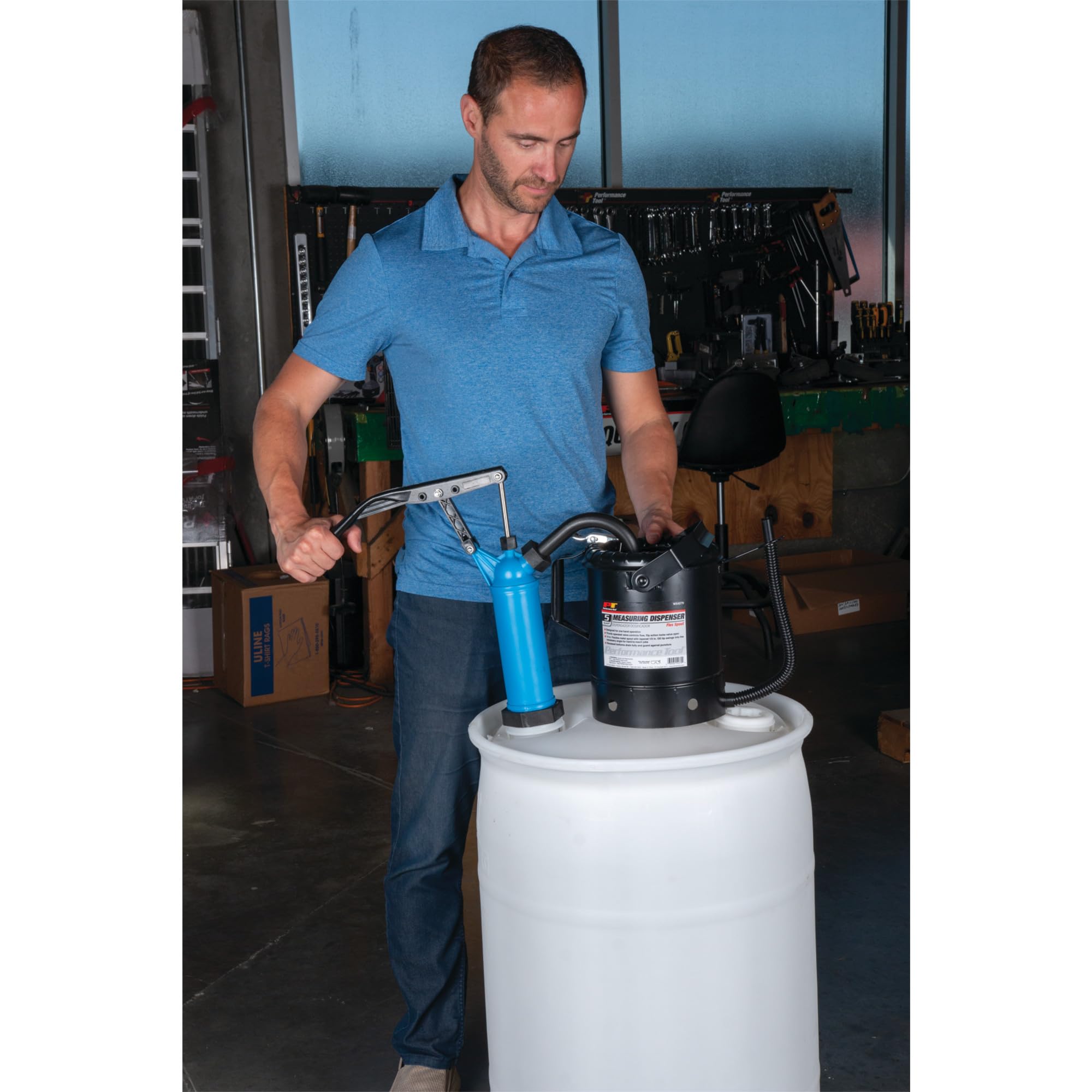 General Purpose Performance Tool W54268 Blue Lever Action Barrel Drum Pump - Fits 5 to 55 Gallon Drums