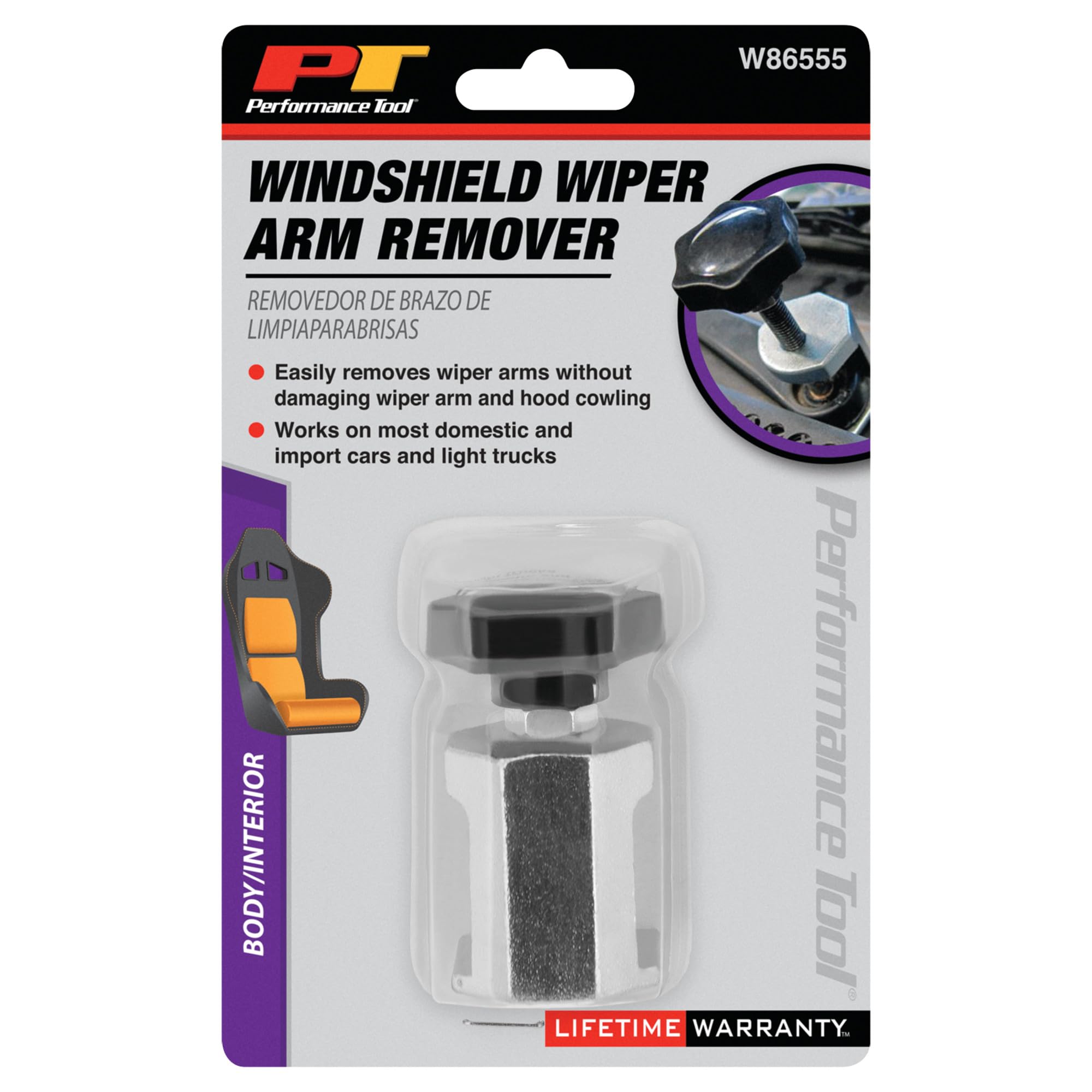 W86555 Performance Tool - Heavy Duty Wiper Arm Puller Tool for Easy Removal without Damage - Heat Treated Alloy Steel for Most Cars and Light Trucks