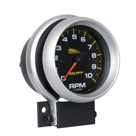 Tach AutoMeter Gauge, 3 3/4", 10K RPM, 2 & 4 Cylinder, Black, Pro-Cycle (19202)