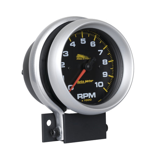 Tach AutoMeter Gauge, 3 3/4", 10K RPM, 2 & 4 Cylinder, Black, Pro-Cycle (19202)