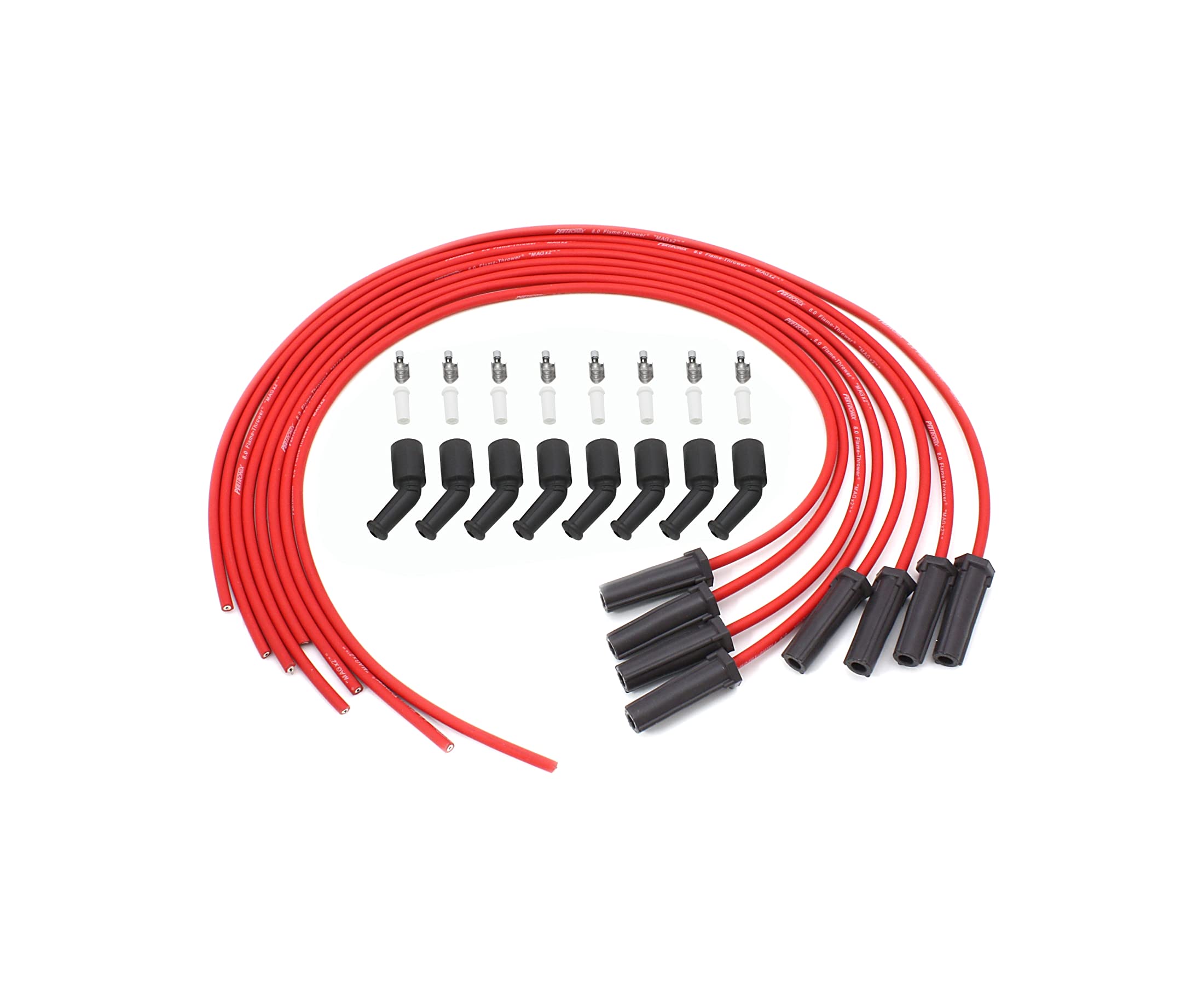 818480 Pertronix Spark Plug Wire (8 cylinder 8mm Universal LS 180 Degree Red), 8 Pack