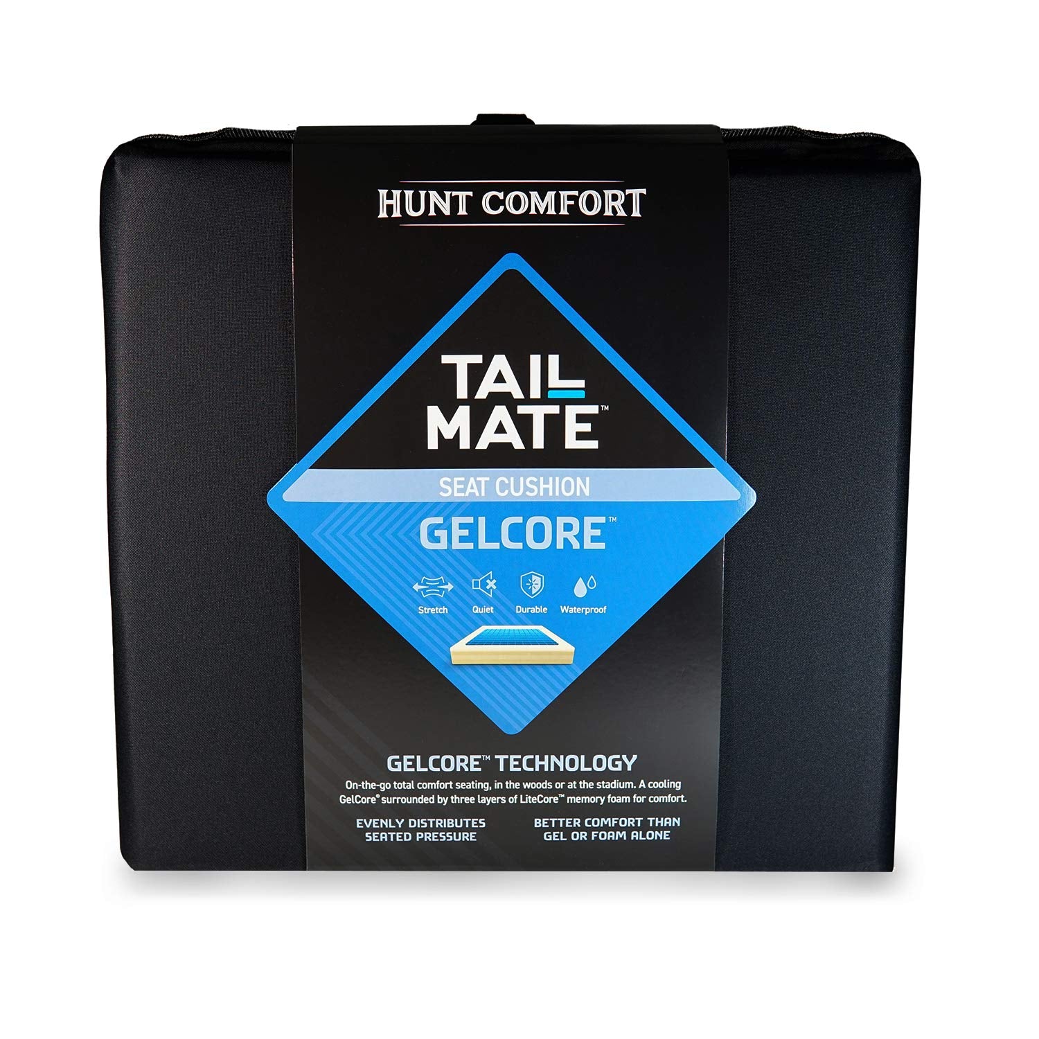 Gelcore Tail Mate Premium Seat Cushion – Non-Slip Gel Seat Cushion for Office Chairs, Car Seats, and More, Sciatica and Back Pain Relief