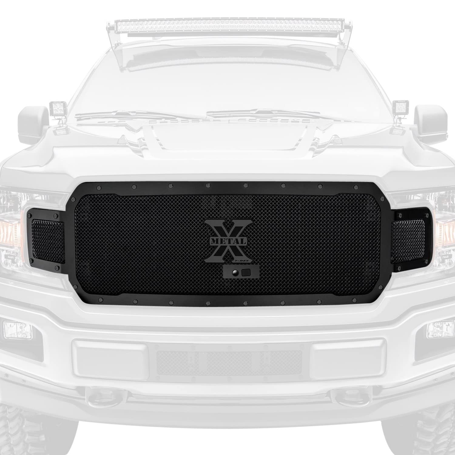 F-150 2018-2020 Stealth X-Metal Grille, Black, 1 Pc, Replacement, Black Studs, Fits Vehicles with Camera - PN #6715791-BR