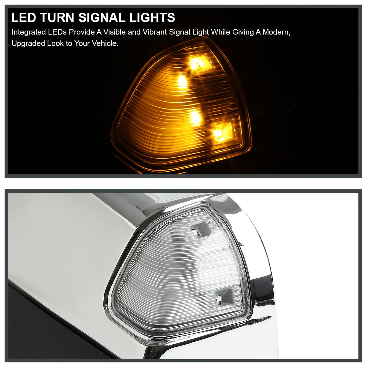 Spec-D Tuning Power Chrome Heated Towing Mirrors w/LED Turn Signal Compatible with 1998-2001 Dodge Ram 1500, 1998-2002 Dodge Ram 2500/3500, Left + Right Pair