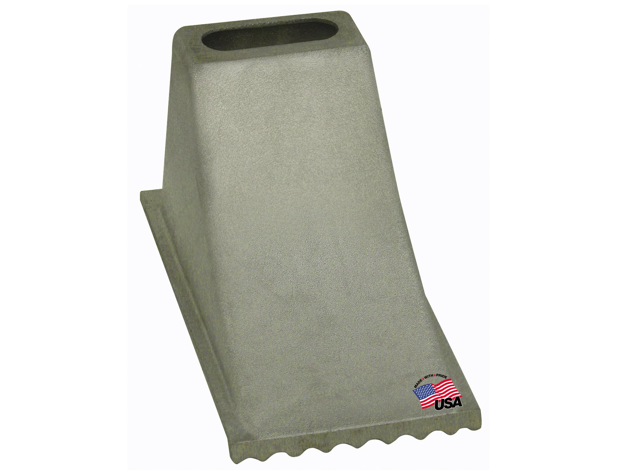 Aluminum Wheel Chock Buyers Products WC1267, 6.25 x 12.25 x 7 Inch, Steep Slope Design with Rugged Teeth for Extra Stability, Silver