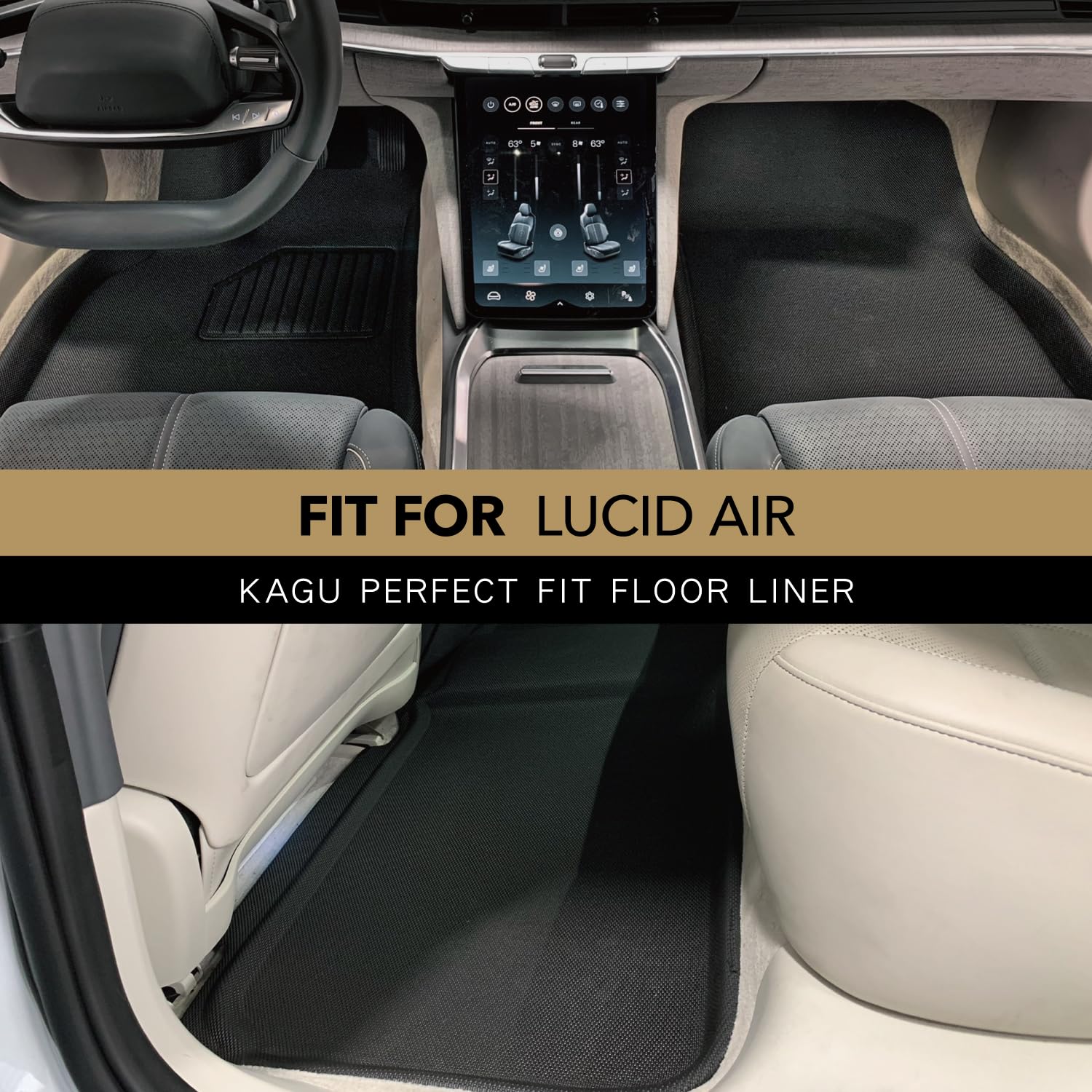 3D MAXpider Kagu Custom Fit Floor Mat (Black) Compatible with Lucid AIR Grand Touring and Sapphire 2022-2024 - Full Set