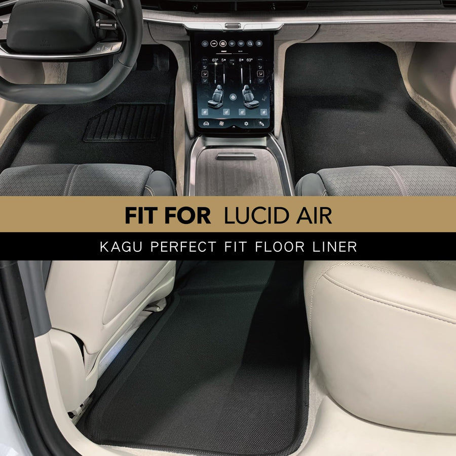 3D MAXpider Kagu Custom Fit Floor Mat (Black) Compatible with Lucid AIR Grand Touring and Sapphire 2022-2024 - Full Set